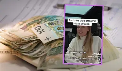Pieniądze ułożone na dokumentach oraz zdjęcie z filmu nagranego przez Angelikę Trochonowicz 