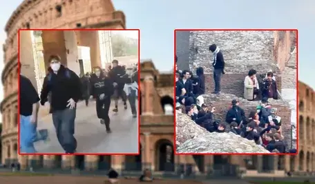 Demonstranci w Koloseum