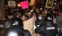 Riot police advance on demonstrators during a rally for the right to housing in Lisbon, Portugal, 25 October 2026. The protest for the right to housing and against the rising cost of living in Portugal began in Porto on 10 October and later spread to Lisbon and several other Portuguese cities.