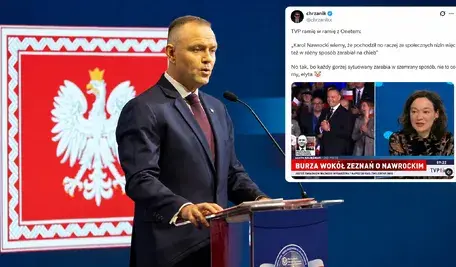 Przemówienie przy polskim godle z komentarzem na X