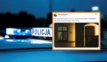 Radiowóz policyjny i zdjęcie wpisu z X.com