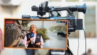 Kamera i zdjęcie prezenterki podczas relacji na żywo