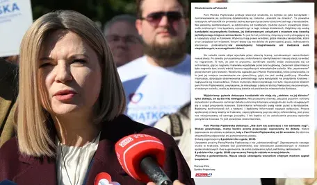 Kandydatka na prezydenta Krakowa, senator KO Monika Piątkowska podczas konferencji prasowej