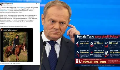 Portret Donalda Tuska z infografiką