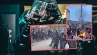 Zdjęcie policjanta oraz fotografie z protestów we Francji