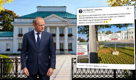 Tusk pod Belwederem z tweetem