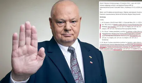 Przepisy ustawy o Trybunale Stanu w zakresie procedur stosowanych przed sejmową Komisję Odpowiedzialności Konstytucyjnej wobec prezesa NBP są niekonstytucyjne.