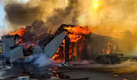 Tyle zostało z Biedronki przy ulicy Ogrodowej w Polkowicach