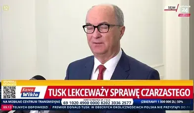 Włodzimierz Czarzasty podczas konferencji prasowej opowiada o RBN i atakuje prezydenta Karola Nawrockiego