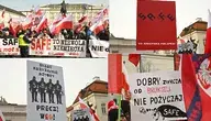 Mocne w treści transparenty przygotowali uczestnicy wiecu "antySAFE"