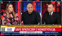 Paweł Kukiz w programie "Na linii ognia" w telewizji wPolsce24. Program prowadzą Marta Piasecka i Szymon Szereda
