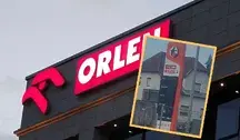 Logo znajdujące się na siedzibie Orlenu i zdjęcie stacji paliw w Austrii.