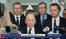 Jarosław Kaczyński i Przemysław Czarnek na konferencji prasowej w Sejmie 
