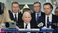 Jarosław Kaczyński i Przemysław Czarnek na konferencji prasowej w Sejmie 