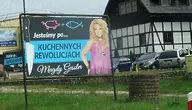 Baner reklamowy z wizerunkiem Magdy Gessler