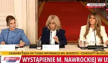 Marta Nawrocka przemawia w Białym Domu. Obok Brigitte Macron i Melania Trump