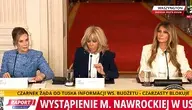 Marta Nawrocka przemawia w Białym Domu. Obok Brigitte Macron i Melania Trump