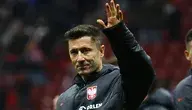 Piłkarz reprezentacji Polski Robert Lewandowski cieszy się ze zwycięstwa po barażowym meczu półfinałowym o awans do mistrzostw świata z Albanią, 26 bm. w Warszawie.