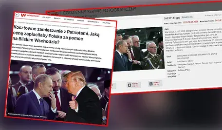 Manipulacja Wirtualnej Polski i oryginalne zdjęcie PAP