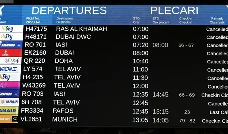 Tablica odlotów na lotnisku.