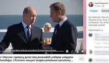 Tusk i Putin podczas pogawędki, dwóch przyjaciół ciepłe spotkanie