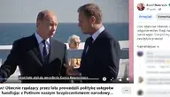 Tusk i Putin podczas pogawędki, dwóch przyjaciół ciepłe spotkanie 