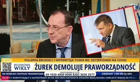 Mariusz Kamiński w Rozmowie Wikły na antenie telewizji wPolsce24, na zdjęciu tez Waldemar Żurek