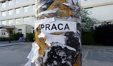 Słup reklamowy z ogłoszeniami o pracę