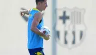 Robert Lewandowski podczas ostatniego treningu Barcelony