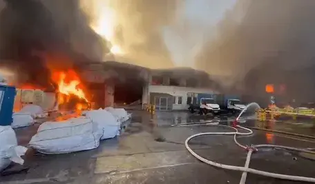 Pożar Hali Magazynowej w Gdyni przy ul. Północnej 