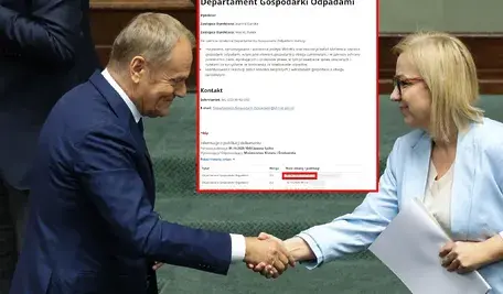 Minister zniknął ze strony resortu, Tusk i Kloska podają sobie dłonie w Sejmie