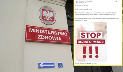 Ministerstwo zdrowia tabliczka i komunikat 