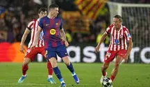 Robert Lewandowski w barwach FC Barcelony podczas meczu Ligi Mistrzów z Atletico Madryt