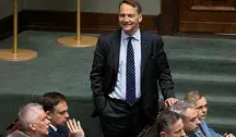 Minister Spraw Zagranicznych, Radosław Sikorski, podczas obrad Sejmu