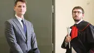Rzecznik Prokuratury Okręgowej w Sosnowcu prok. Bartosz Kilian (z lewej) i prokurator referent Łukasz Giel w Sądzie Okręgowym w Sosnowcu