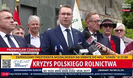 Przemysław Czarnek komentuje kryzys w polskim rolnictwie podczas konferencji z udziałem rolników – ceny zbóż spadają, koszty produkcji rosną