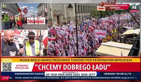 Tysiące Polaków na ulicy Warszawy protestuje przeciwko Tuskowi
