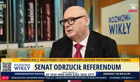 Wicemarszałek Sejmu Piotr Zgorzelski w rozmowie z Marcinem Wikłą na antenie telewizji wPolsce24