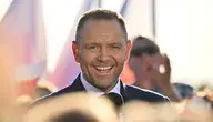 Karol Nawrocki podczas spotkania z mieszkańcami w miejscowości Bielany-Jarosławy
