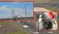 Podchodzący do lądowania na lotnisku w Newark samolot zahaczył o ciężarówkę i latarnię 