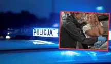 Radiowóz policyjny i moment zatrzymania urzędniczki