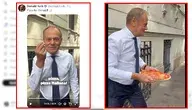 Donald Tusk biega z pizzą po rzymskiej ulicy 