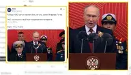 Wykrzywiona twarz rosyjskiego mordercy Władimira Putina na paradzie z okazji 9 maja