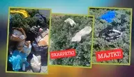 Zdjęcia obozowiska, widoczne są skarpety i bielizna oraz przedmioty codziennego użytku