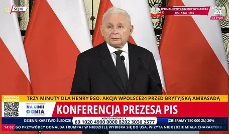 Jarosław Kaczyński podczas konferencji prasowej
