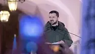 Prezydent Ukrainy Wołodymyr Zełenski podczas wystąpienia w Warszawie
