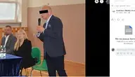 Kurator Tomasz Sz. podczas przemówienia w jednej ze szkół woj. lubelskiego