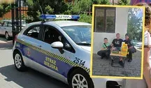 Samochód straży miejskiej i zdjęcie z interwencji