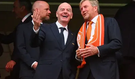 President Gianni Infantino, Dutch King Willem Alexander chat prior the FIFA World Cup 2026 group stage match Netherlands against Sweden, in Houston, USA, 20 June 2026.