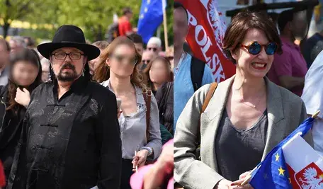 Zbigniew Hołdys i Maja Ostaszewska na marszu organizowanym przez Platformę Obywatelską